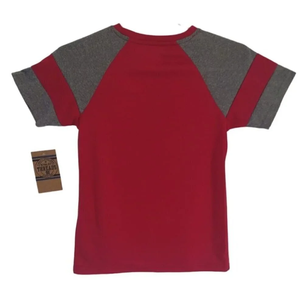 Rivalry Threads Kids S/C Graphic T-Shirt Red & Gray S/6-7 Cotton. NWT